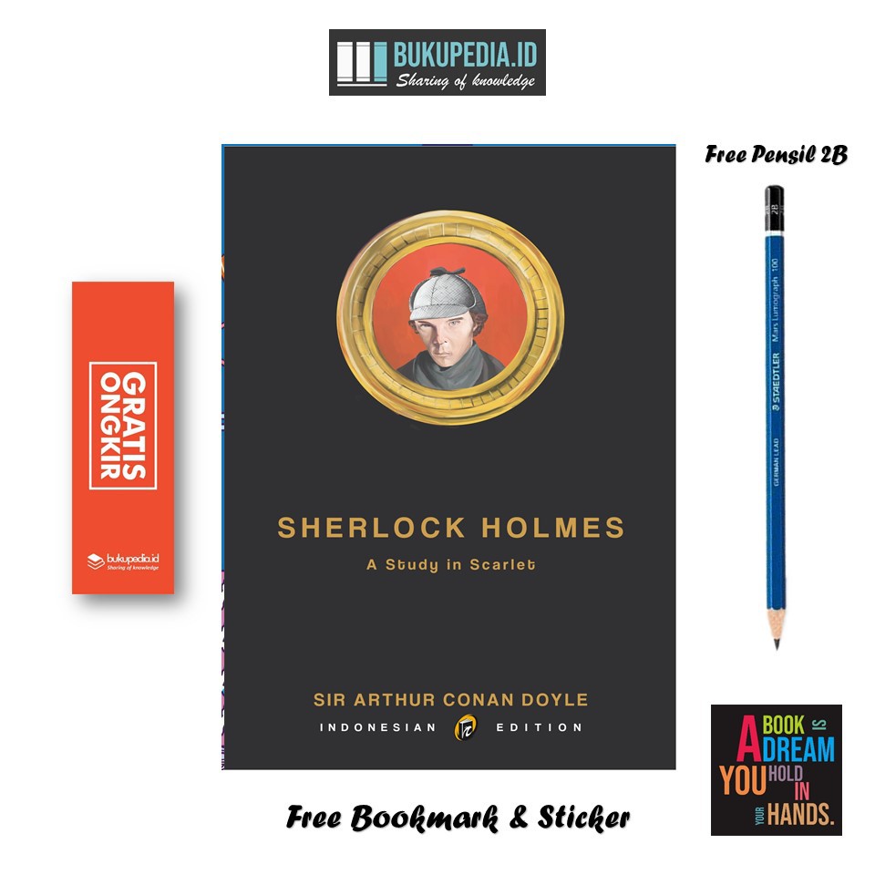 

BUKU SHERLOCK HOLMES A STUDY IN SCARLET - IMMORTAL - (BONUS PENSIL 2B, BOOKMARK, STIKER)