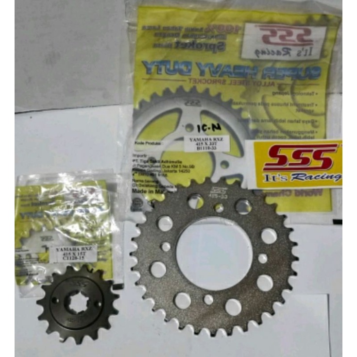Gear set gir set depan belakang triple sss rx king F1 jupiter 33T - 15T sss