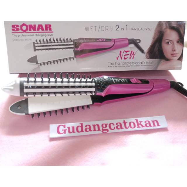 Catokan Sisir Sonar SN-790 ORI,  iron brush, sonar brush tourmaline,  catokan 2in1