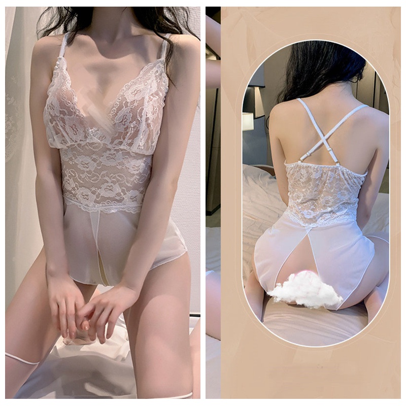 Online Fashion Lingerie Sexy Bodysuit Wanita Sexy V Deep Teddy Bodysuit Renda A563
