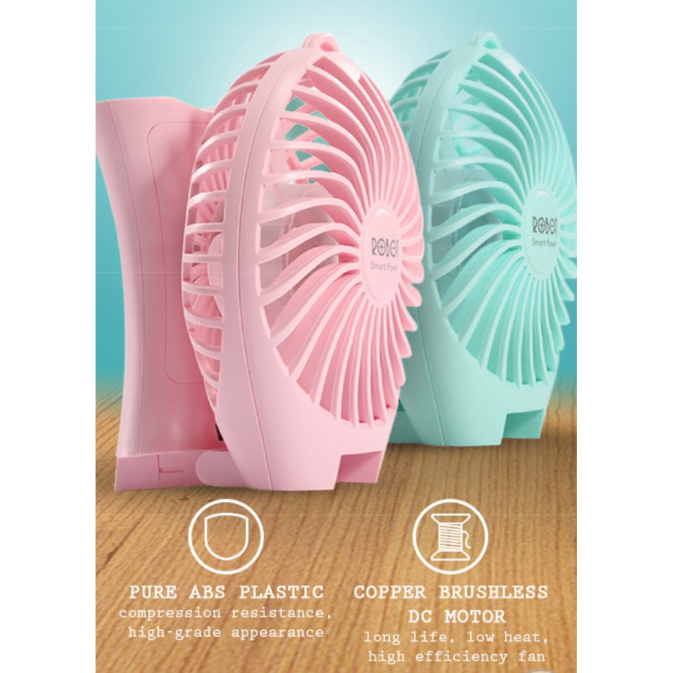 Robot Kipas Mini Power Bank Rt-Bf07 2000Mah Portable Fan Mini Original - Biru Muda