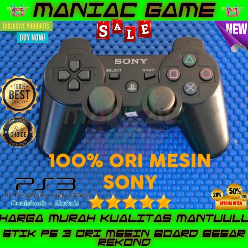STIK PS 3 WIRELESS GETAR ORI MESIN BOARD BESAR