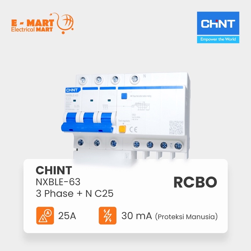 CHINT RCBO 3P 25A NXBLE-63 CHINT 3Phase 25Ampere NXBLE-63