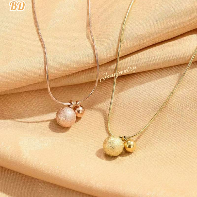 Kalung titanium asli double ball anti karat&Alergi KT-87