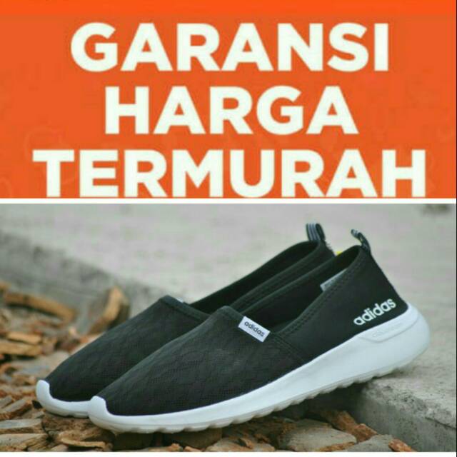 SEPATU ADIDAS LITE RACER SLIP ON ORIGINAL BLACK / ADIDAS SLIP ON SHOES / GARANSI HARGA TERMURAH