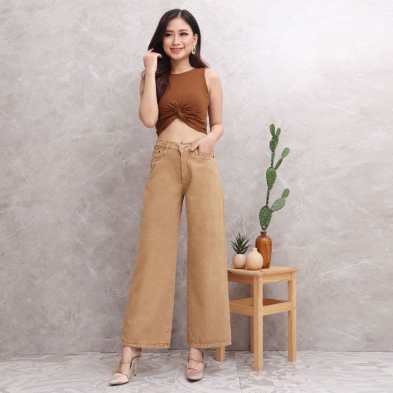 BF CELANA WANITA BAWAHAN HIGHWAIST//KULOT PUTIH///KULOT HITAM//KULOT CREAM//KULOT MOCCA// KULOT JEANS MOZA-7
