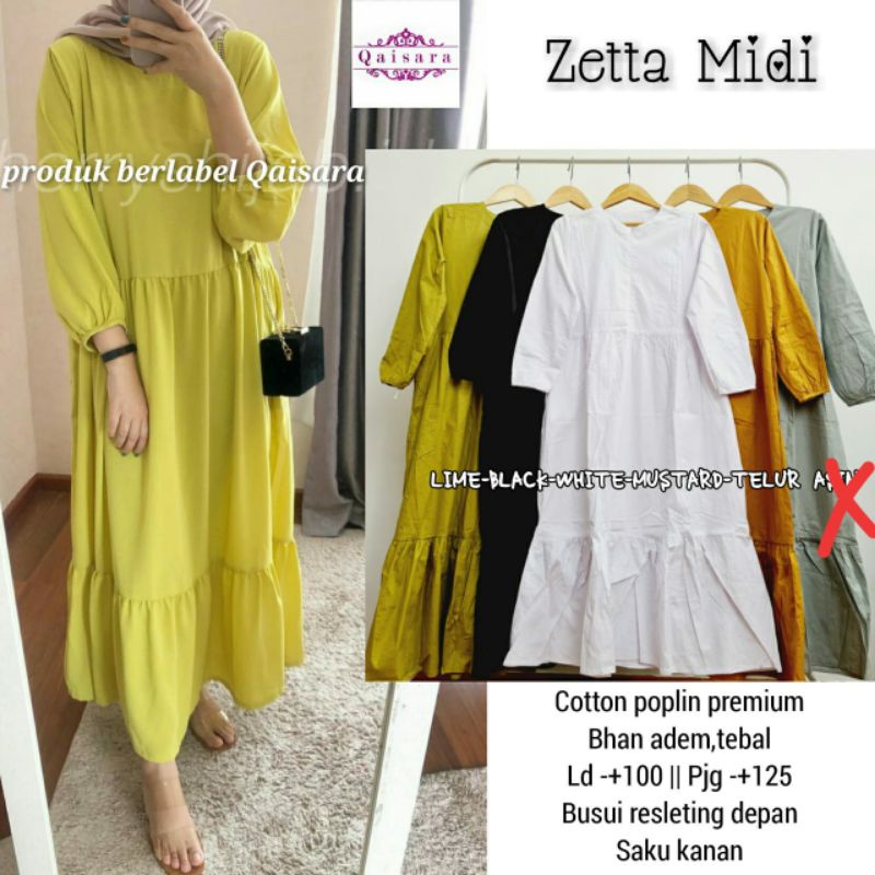 Zeta midi-Midi dress busui-pakaian wanita dress bahan cartoon poplin premium by Qaisara