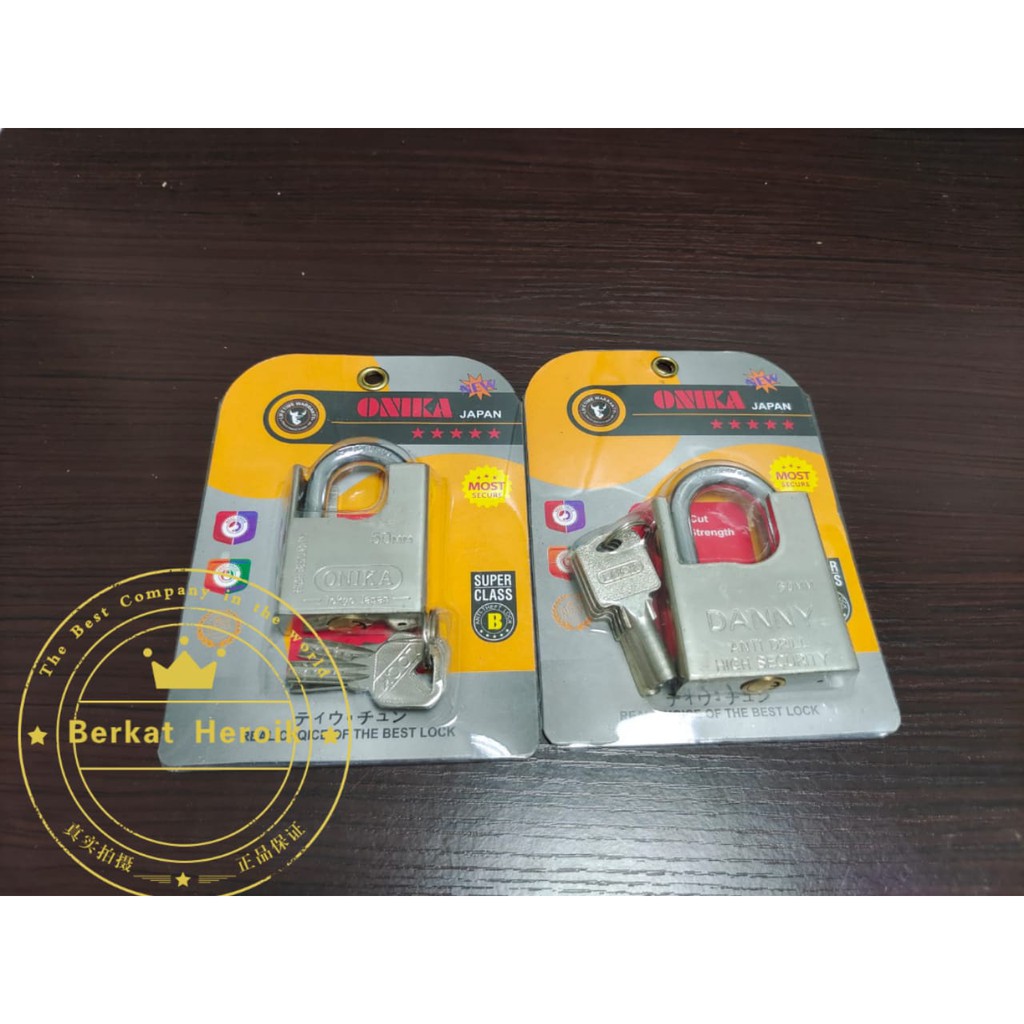 GEMBOK ONIKA JAPAN PREMIUM 50/60MM BAJA Super TEBEL AMAN PAdlock Pintu Gerbang Rantai Toko Kualitas JOS