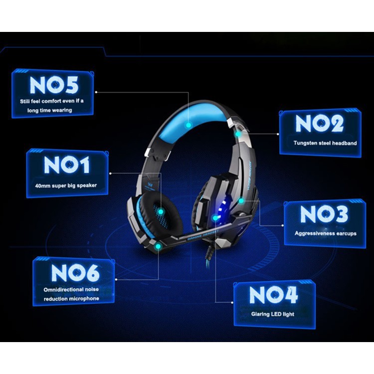 Headphone Headset Gaming LED YVSK Henset Hedphone Game Earphone Geming Gamers PC Laptop Murah Smartphone Henset HP Spiker Hedset