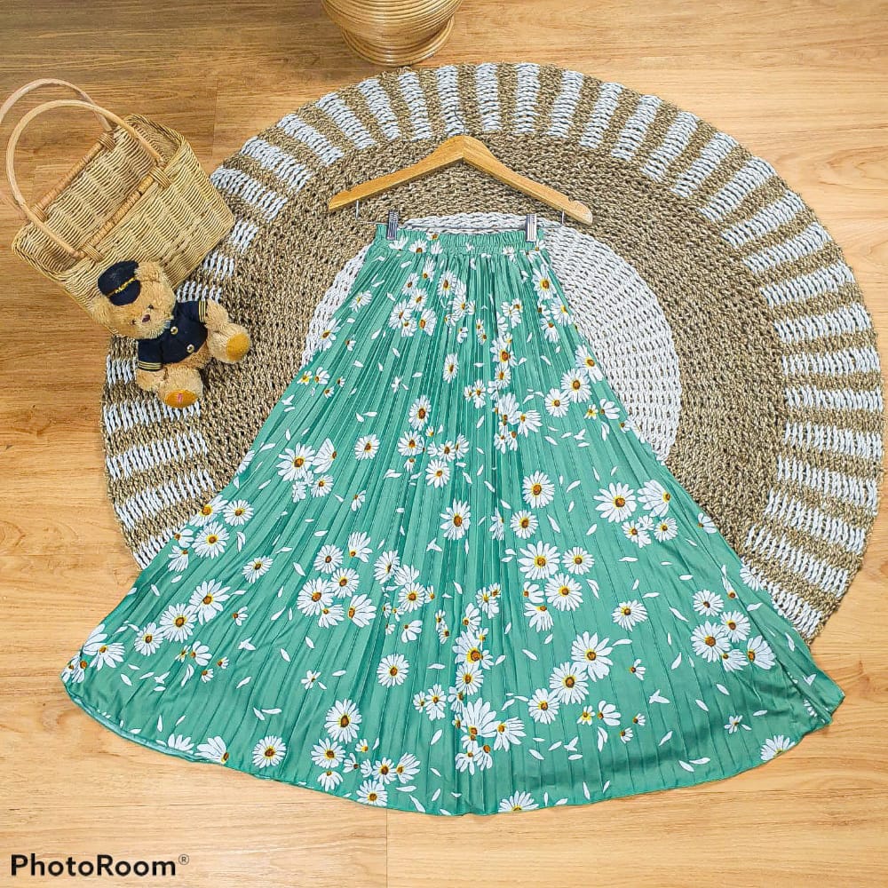 GS- ROK PLISKET PREMIUM MOTIF BUNGA MATAHARI /ROK PLISKET PANJANG/ ROK PLISKET MUSLIM/ MAXY SKIRT