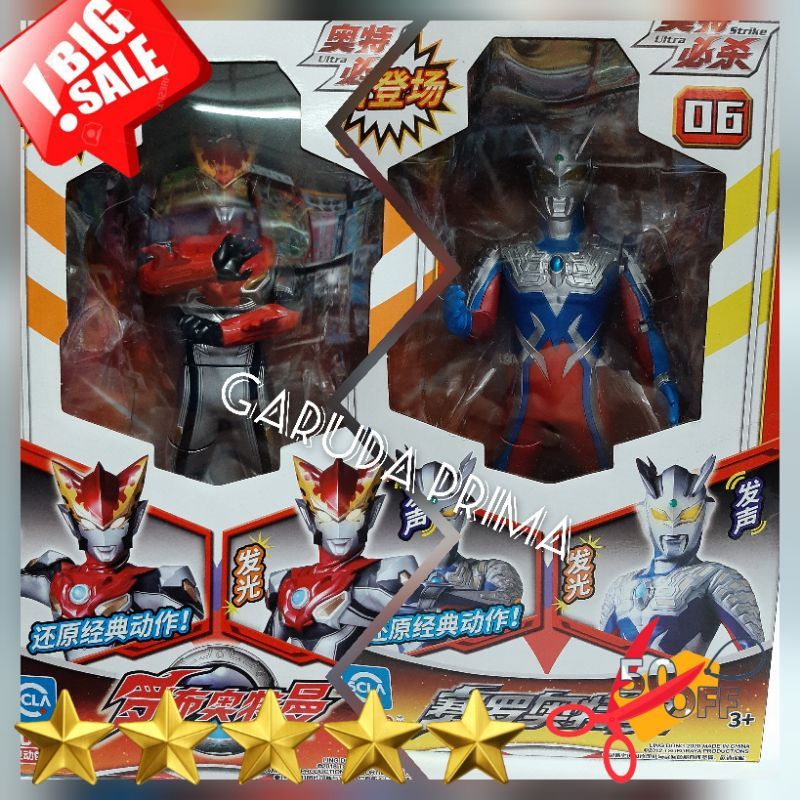 Mainan Action Figure Ultraman Rosso Dan Ultraman Zero Bisa Transform Dan Bisa Bunyi