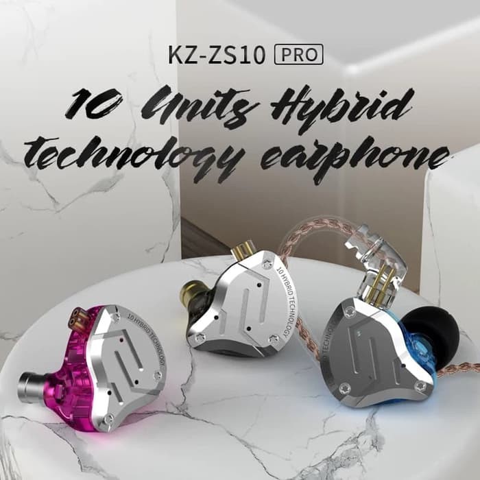 [Garansi 1 Tahun] KZ ZS10 PRO with Mic 10 Driver - 4BA+1DD HiFi Hybrid Basshead In Ear Earphone