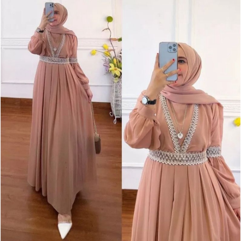 invinov - Baju Gamis Wanita Busui Ceruty Premium All Size