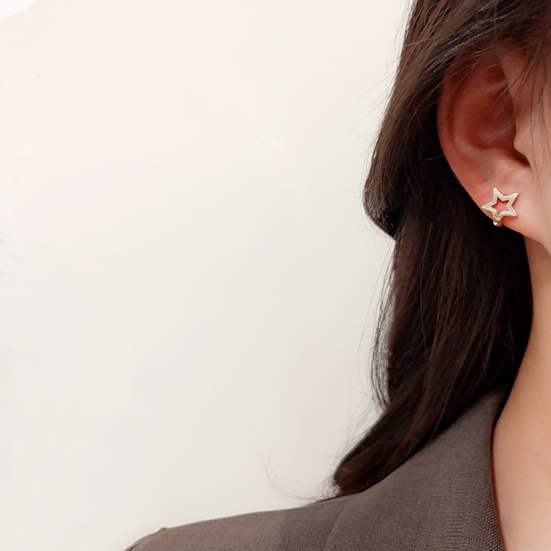 Anting Bentuk Bintang Bahan Metal Gaya Korea