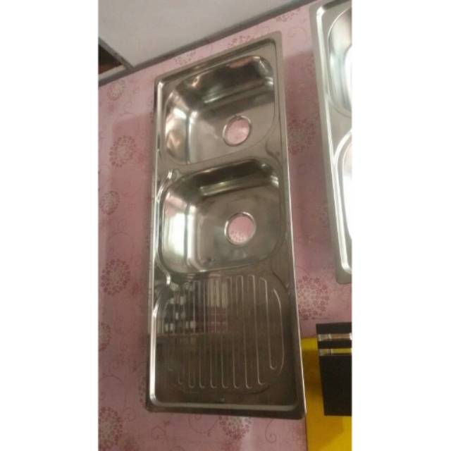 Bak wastafel cuci piring 2 lubang stainless  tebal Shopee 