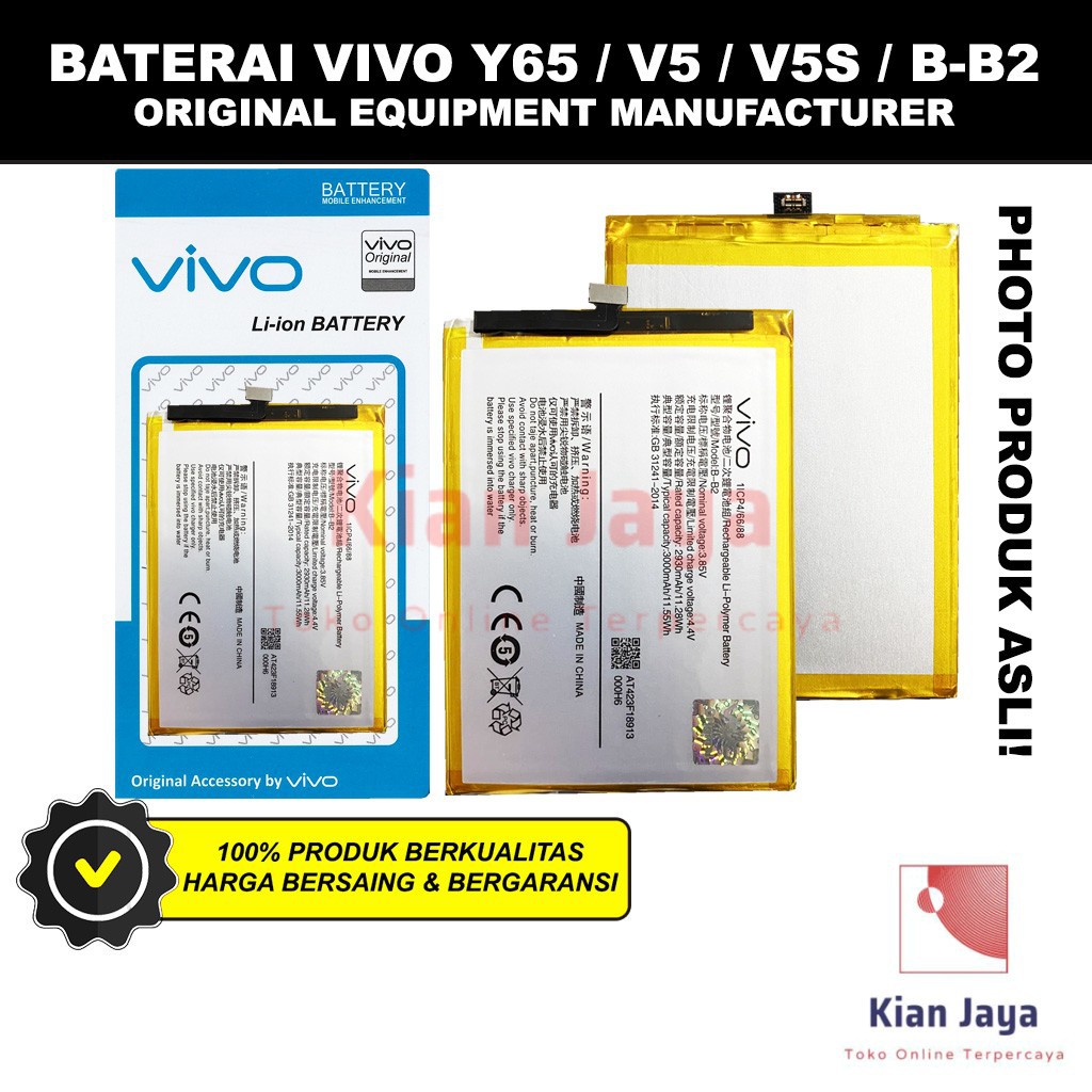 Baterai Vivo Y65 / V5 / V5s / B-B2 Original OEM Batre Batrai Battery Hp BB2 Ori