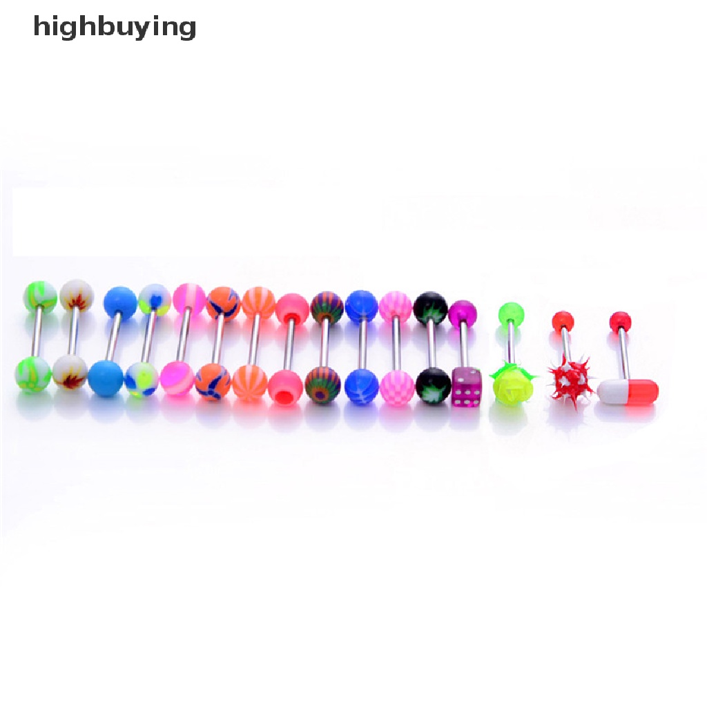 Hbid 16Pcs Anting Tindik Lidah / Tubuh Bentuk BarTongue Bedah