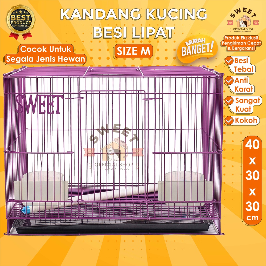 KANDANG KUCING BESI LIPAT SIZE M 40x30x30 -VALUE SERIES- IMPORT HIGH QUALITY - BEST PET CAGE KELINCI-5