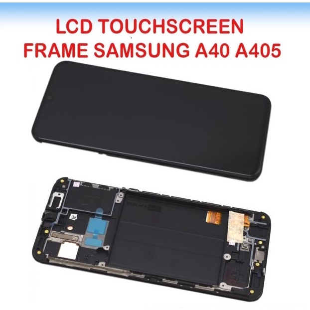 Layar LCD TS Touchscreen Frame Fullset Samsung A40 A405 ORI BLACK