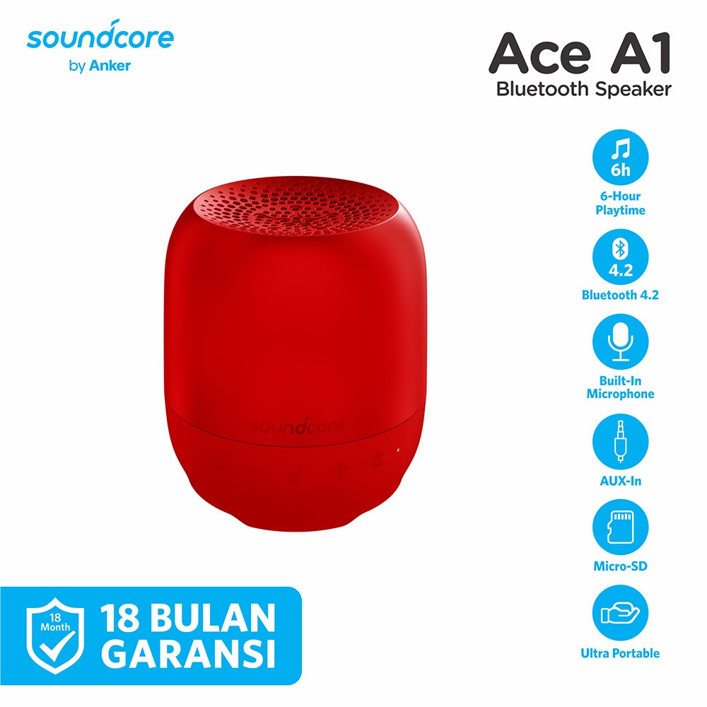 Soundcore Ace A1 Portable Bluetooth Speaker A3151-merah