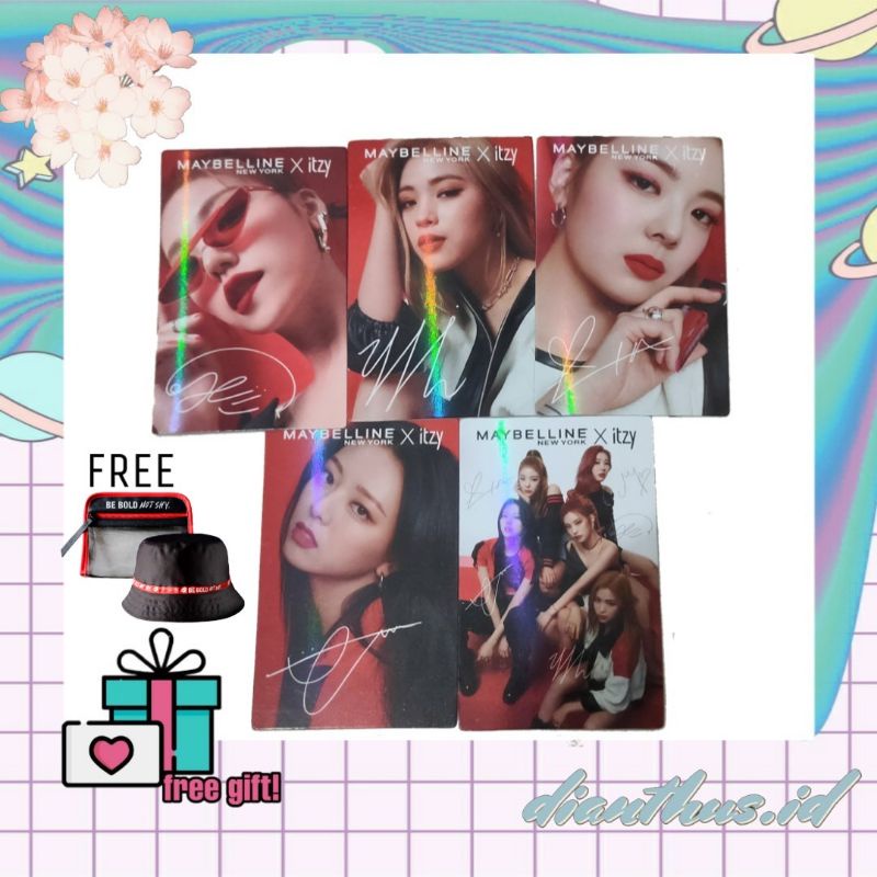ITZY MAYBELLINE Photocard 5pcs FREE POUCH & HAT