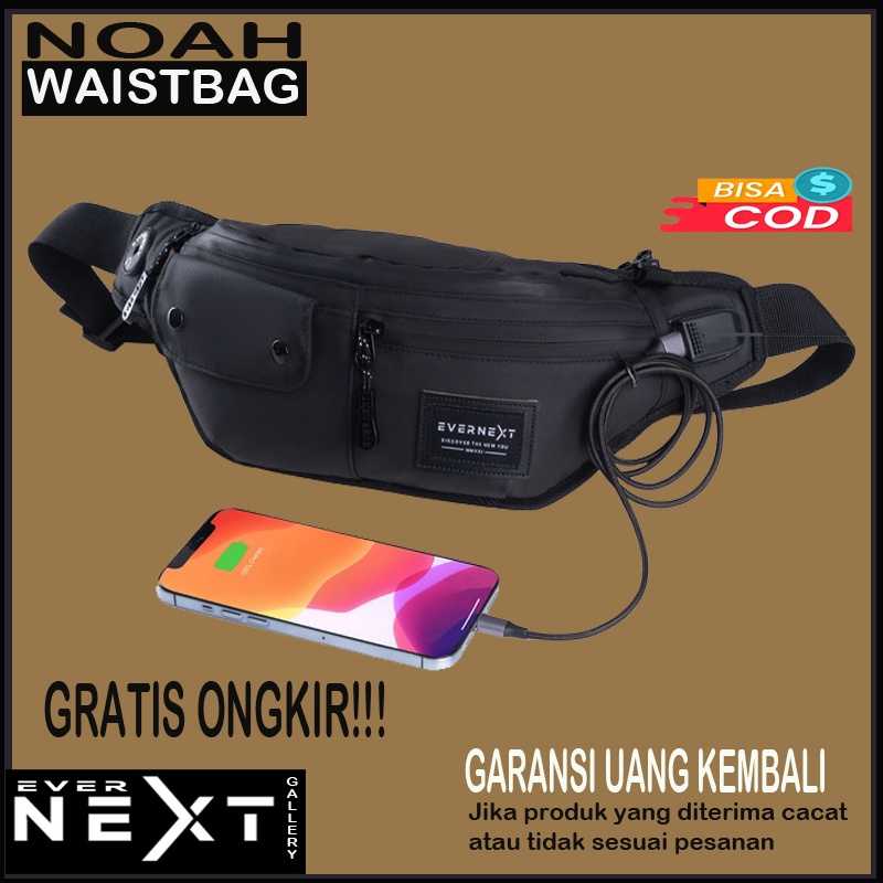 Tas waist bag pria terbaru kualitas branded original selempang cowok distro terkini slempang laki laki tas pinggang pria import waitsbag pria termurah waisbag pria tas pria selempang waterproof anti air tas selempang pria anti maling NOAH series