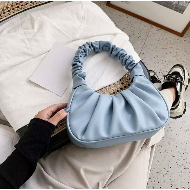 TAS RAMPEL WARNA BIRU LANGIT / TAS KERUT/ TAS WANITA /TAS BAHU / TAS MURAH
