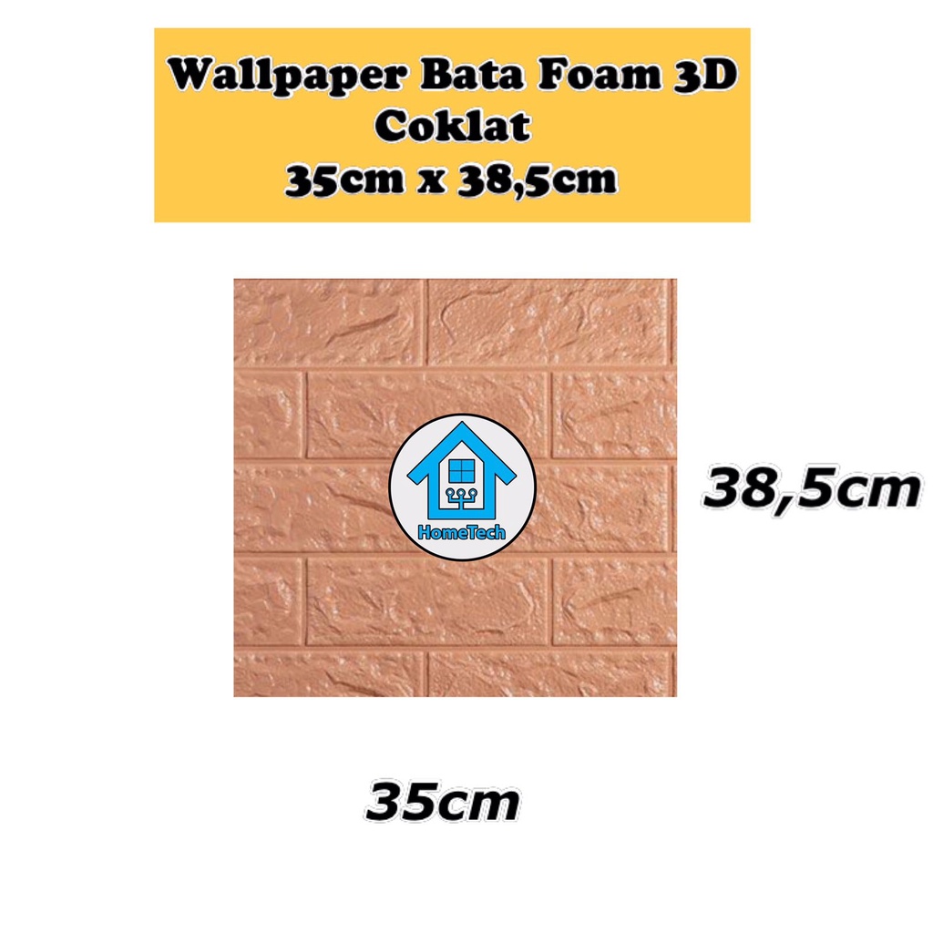 HT Wallpaper Sticker Foam Bata 3D Coklat Premium Wall Paper Stiker Dinding-35cm x 38,5cm