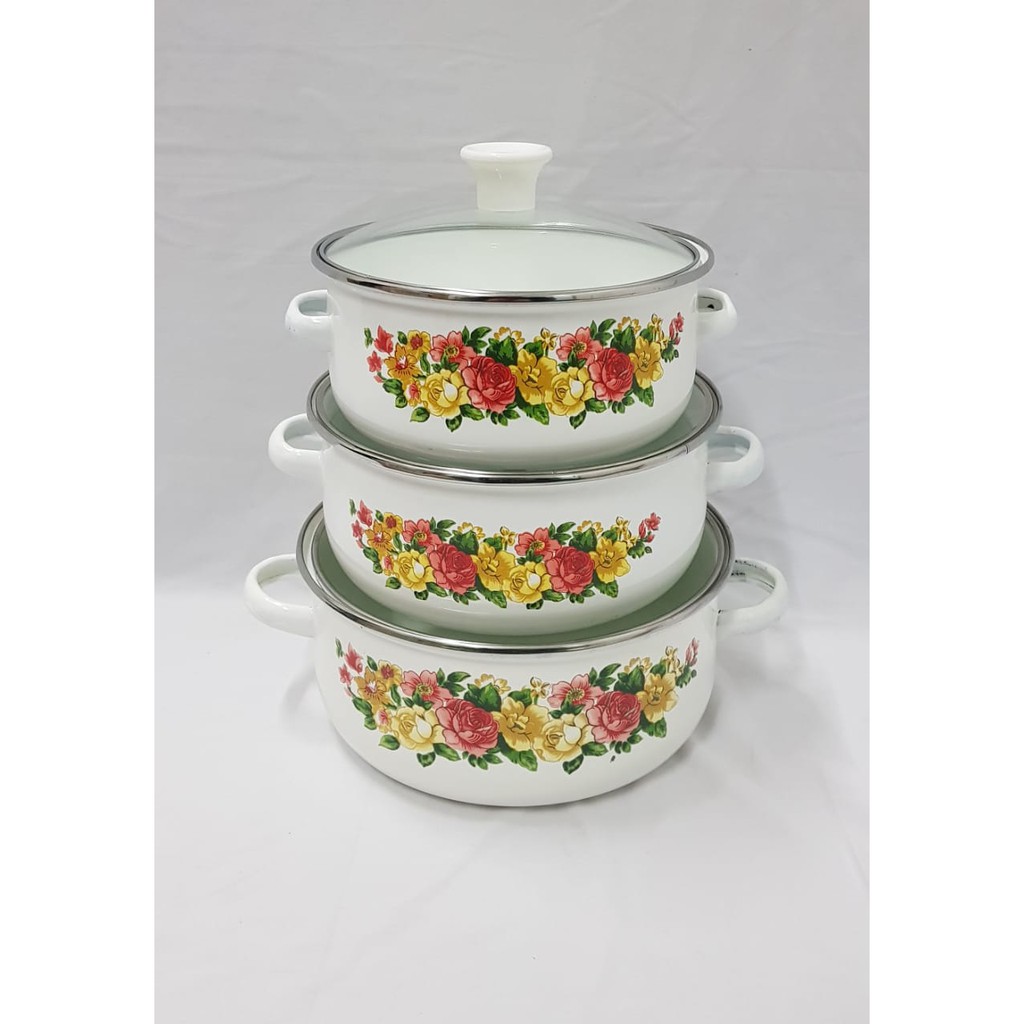 Panci Set Jadul Enamel Reoona 3 pcs