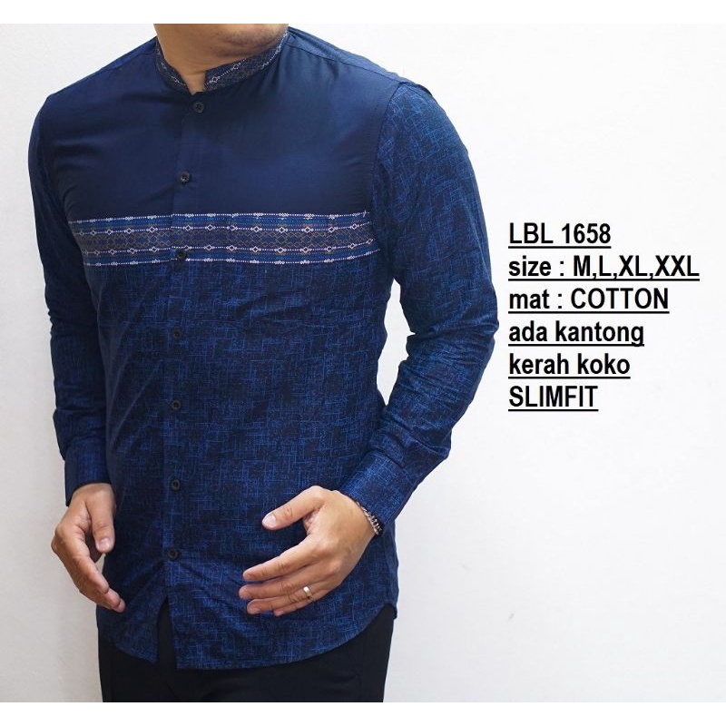 BAJU KOKO PRIA SLIM FIT KEMEJA KOKO LENGAN PANJANG KP07