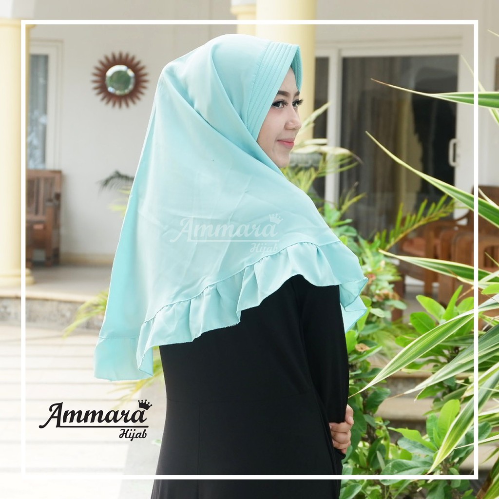 ammara hijab- jilbab khimar simpel antem  PET  REMPEL RUFFLE polos instan daily