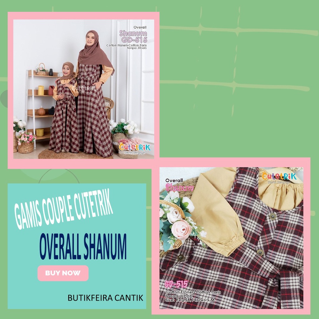 Gamis couple ibu dan anak model overall kekinian cutetrik - Shanum