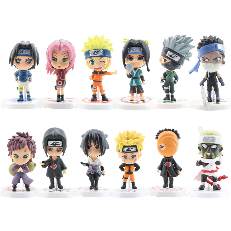 6pcs 12pcs/set Anime Naruto Action Figure Naruto Kakashi Minato Sasuke Model Lebah Mainan PVC