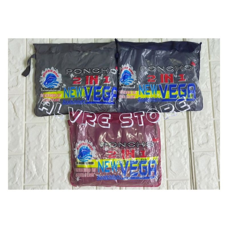 Jas Hujan Ponco 2 Kepala 2in1 New Vega Dolphin Blue - Mantel Hujan Poncho 2in1