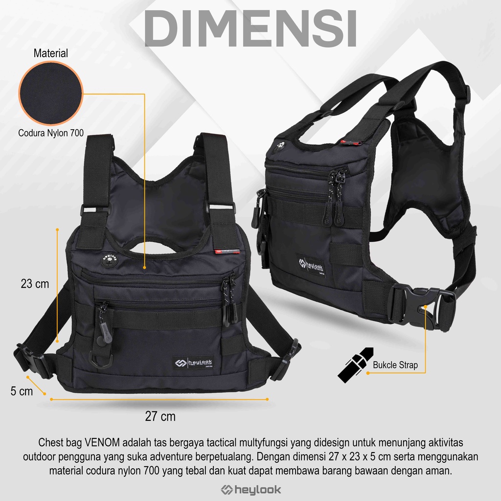 Chest Bag Rig Tas Dada Multifungsi Sepeda Biker Motor Waist Bag Tas Rompi Dada Rig Bag Premium