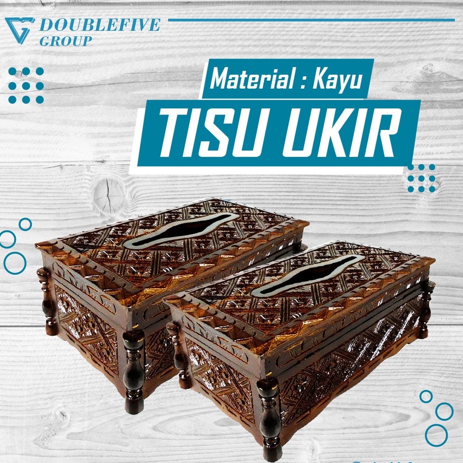 Kerajinan Jogja Kayu Jati Ukir Klasik Tempat Tisu - Coklat