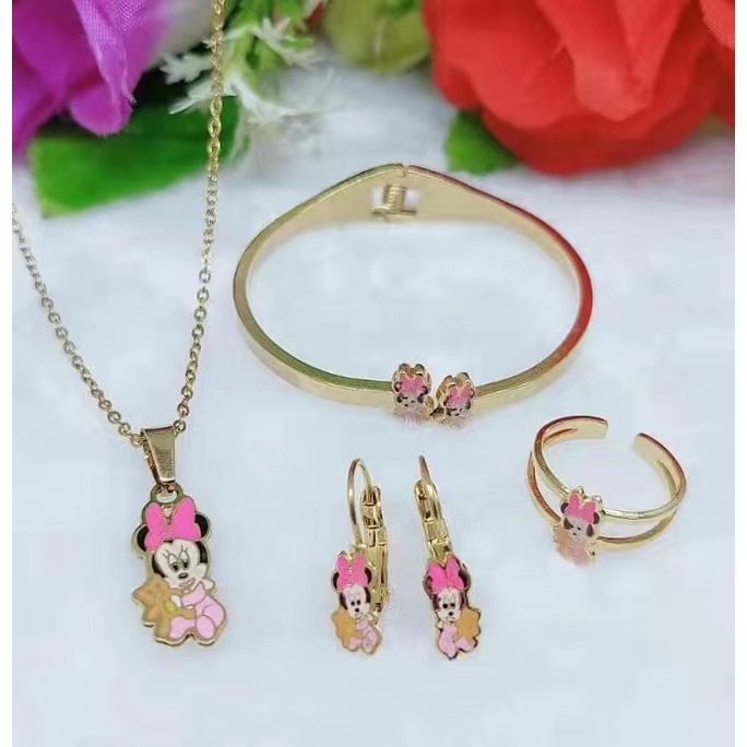 Titanium Set Anak Perhiasan Kalung/gelang/anting/cincin 205-207