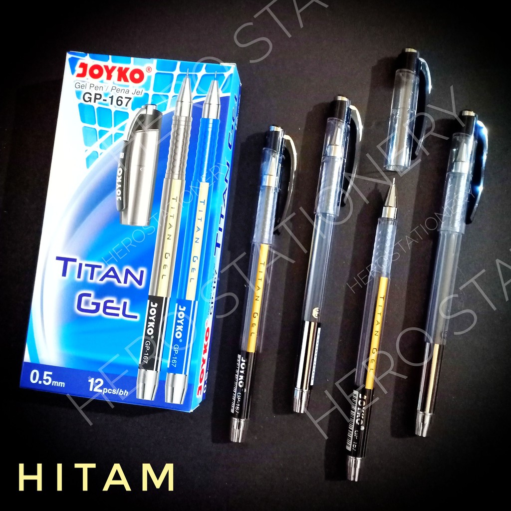 

Pen gel joyko titangel tinta hitam GP-167 . 12 unit