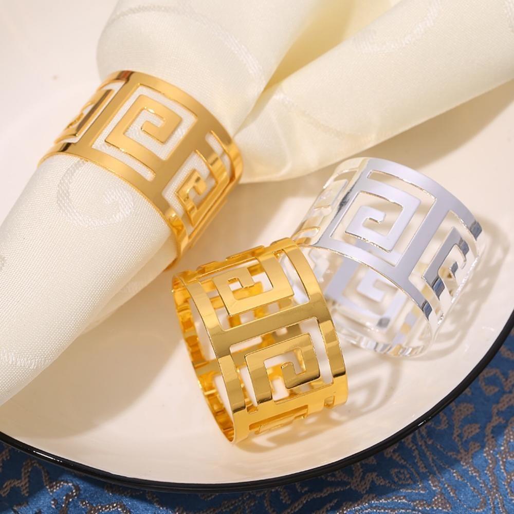 Nickolas1 Dekorasi Meja1/4 pcs Golden/Silvery Creative Napkin Buckle West Dinner Alloy Napkin Holder