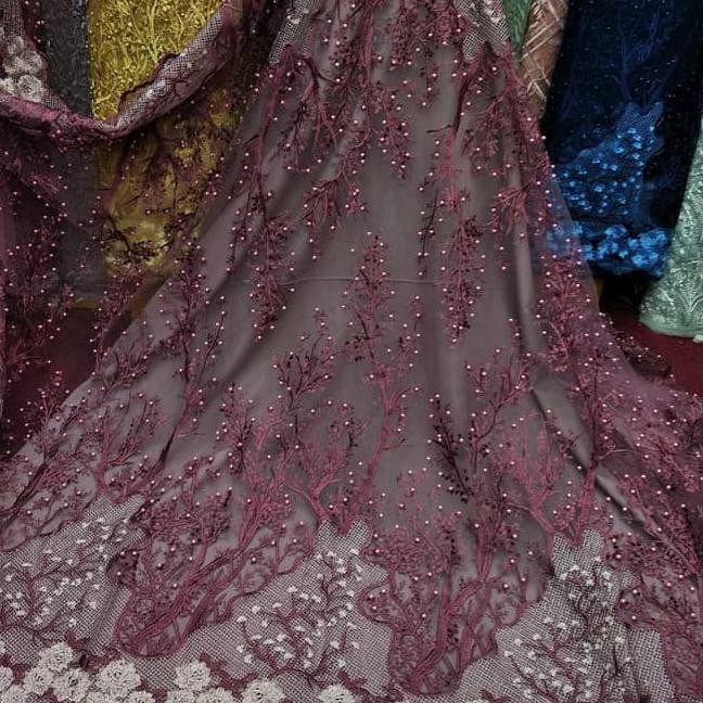 Tile Mutiara Akar Tangkai Sakura/Bahan Kebaya / Gaun/ Dress