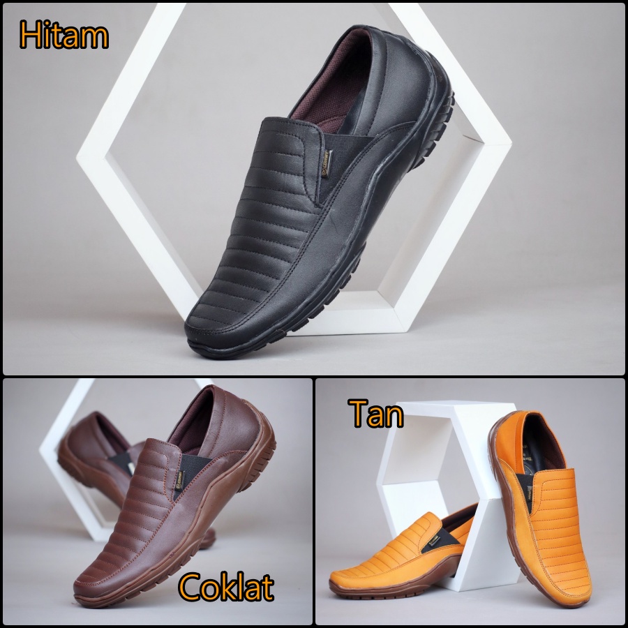 sepatu kerja kasual slip on pria cevany corza