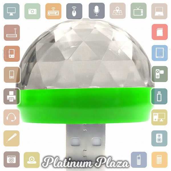 Magic Ball Lampu LED RGB USB Atmospere DJ Light Sound Control - HS-WT-006 - Green`15LZ1Q-