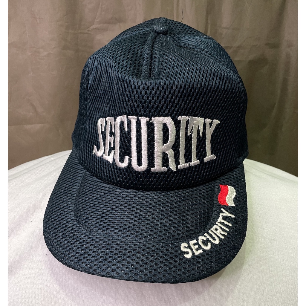 Topi Jaring Satpam Biru | Topi Jaring Security | Topi Satpam | Topi Jaring Satpam - Tulisan