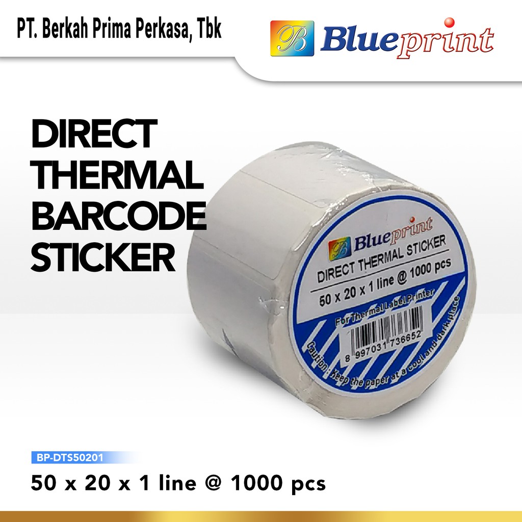 Direct Thermal Sticker , Kertas Label Stiker BLUEPRINT 50 x 20 , 50x20 mm Isi 1000 - 1 Roll-1