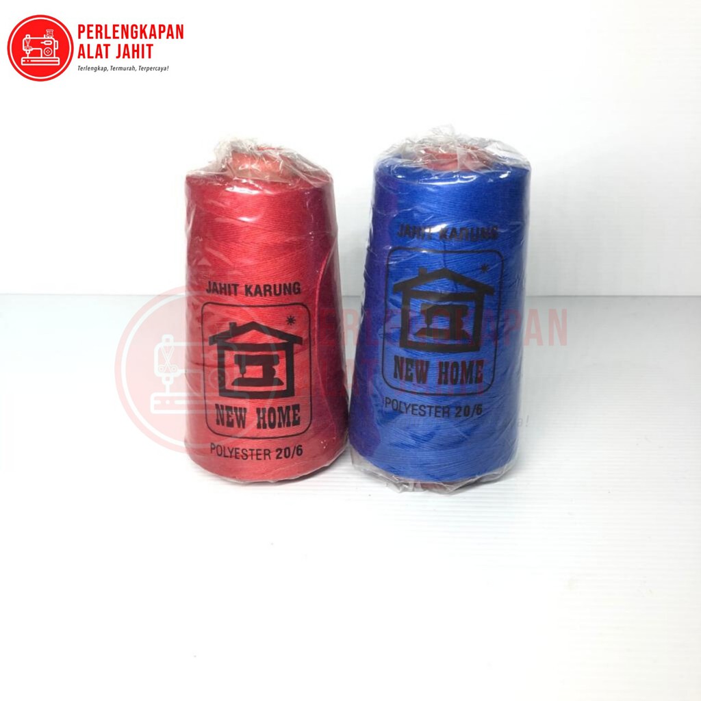 Benang Jahit Karung Warna Merah dan Biru Merk New Home