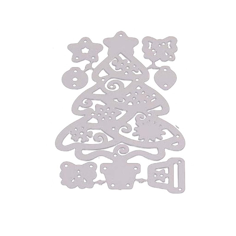 Cetakan Stensil Cutting Dies Motif Pohon Natal Bahan Metal Untuk Scrapbook / Craft DIY