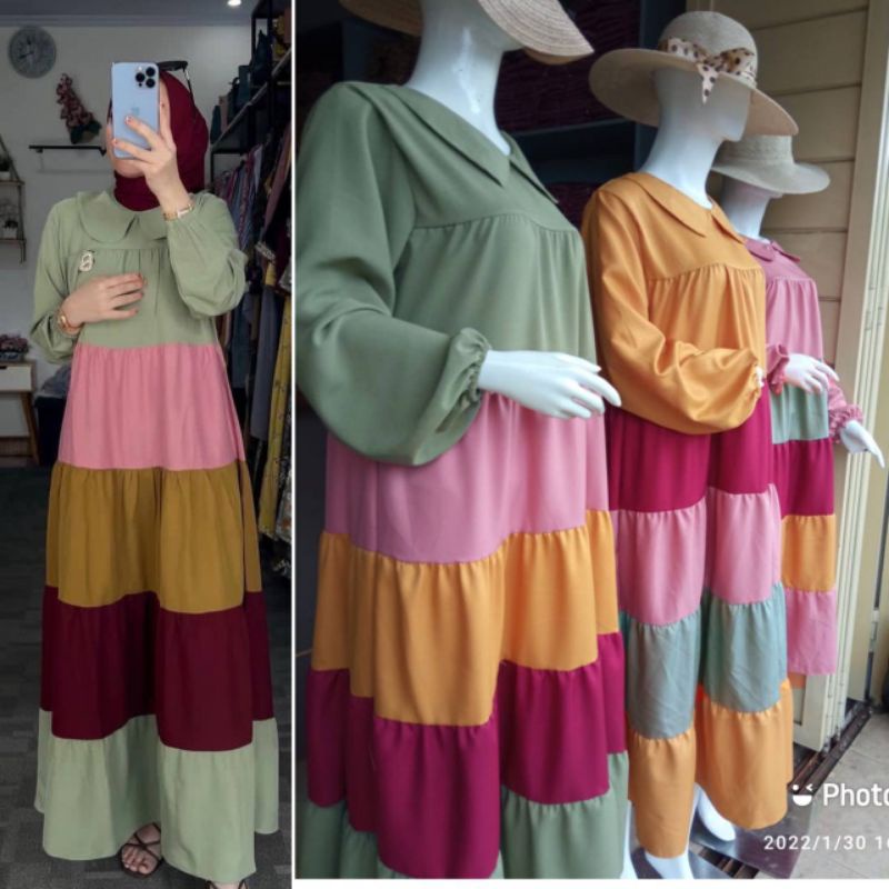 Gamis Syakila Rainbow//Midi Viral Rainbow