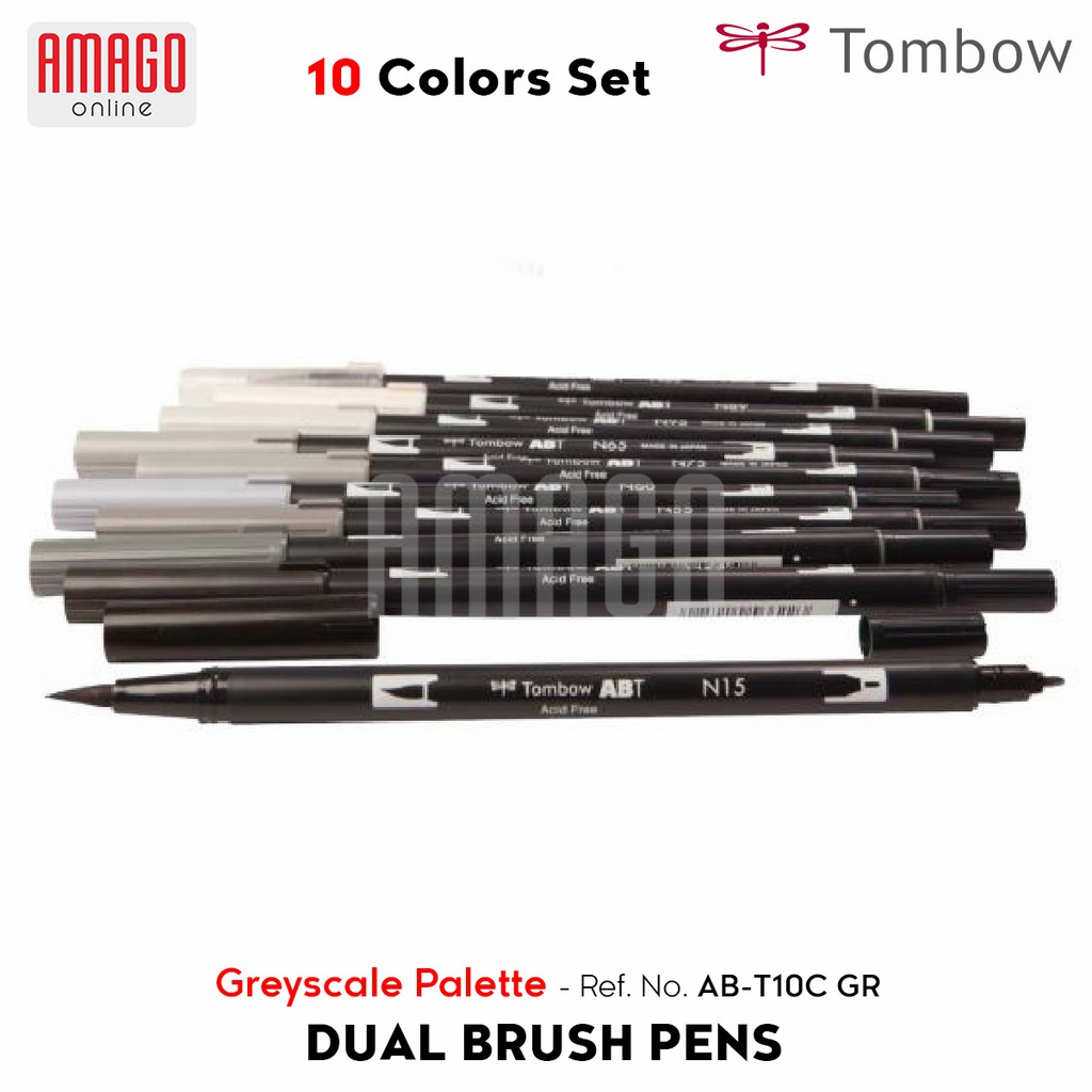 TOMBOW Dual Brush Pens - Greyscale Palette of 10 colors - AB-T10C GR