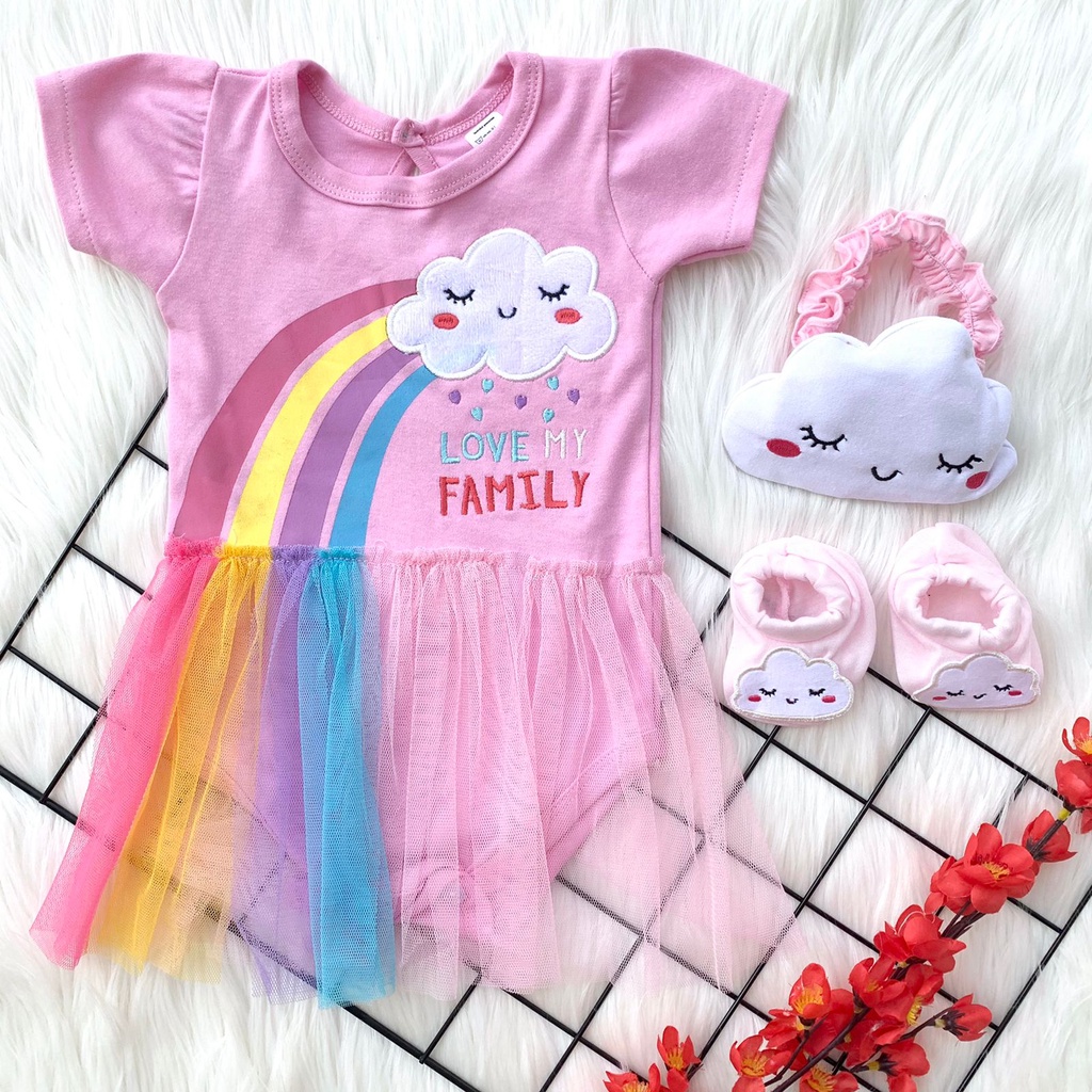 Baju setelan jumper rok bandana brukat lucu bayi cewek perempuan pergi jalan murah bestseller-rai