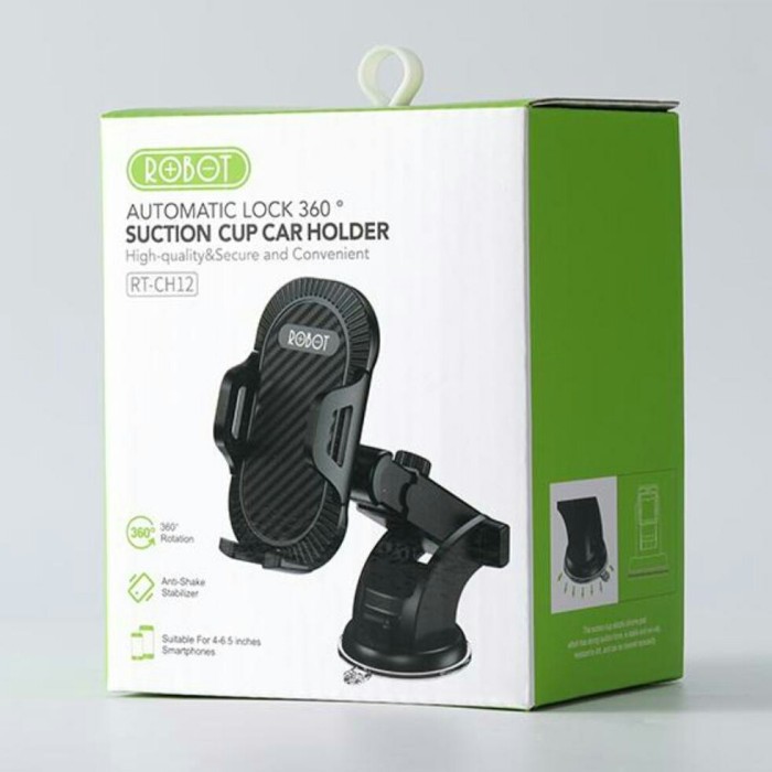 NEW ROBOT Car Holder RT-CH12 Suction Cup Automatic Lock 360° Holder Mobil Universal Garansi Original 1 year